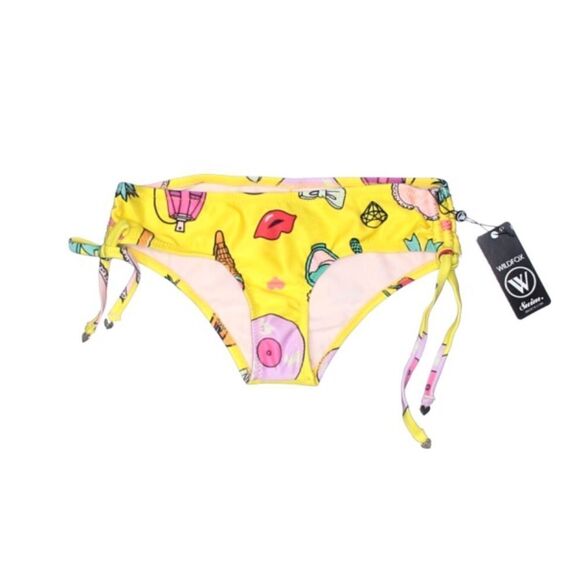 🆕Wildfox Emoji Print Yellow Bikini Bottom - Picture 1 of 5